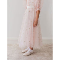 Petite Amalie Pink Summer Bouquet Linen Skirt