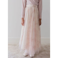 Petite Gold Blush Orchid Summer Bouquet Linen Skirt