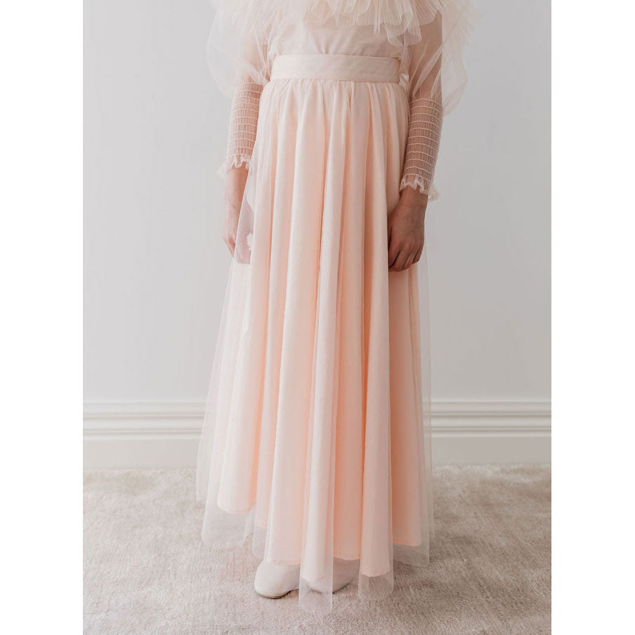 Petite Gold Ice Pink Summer Bouquet Linen Skirt