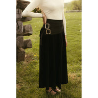 Ava and Lu Black Velvet Buckle Skirt