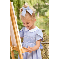 Kidiwi Cornflower Poplin Clemence Smocked Dress