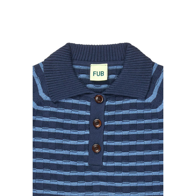 FUB Dark Navy/Washed Indigo Checked Polo
