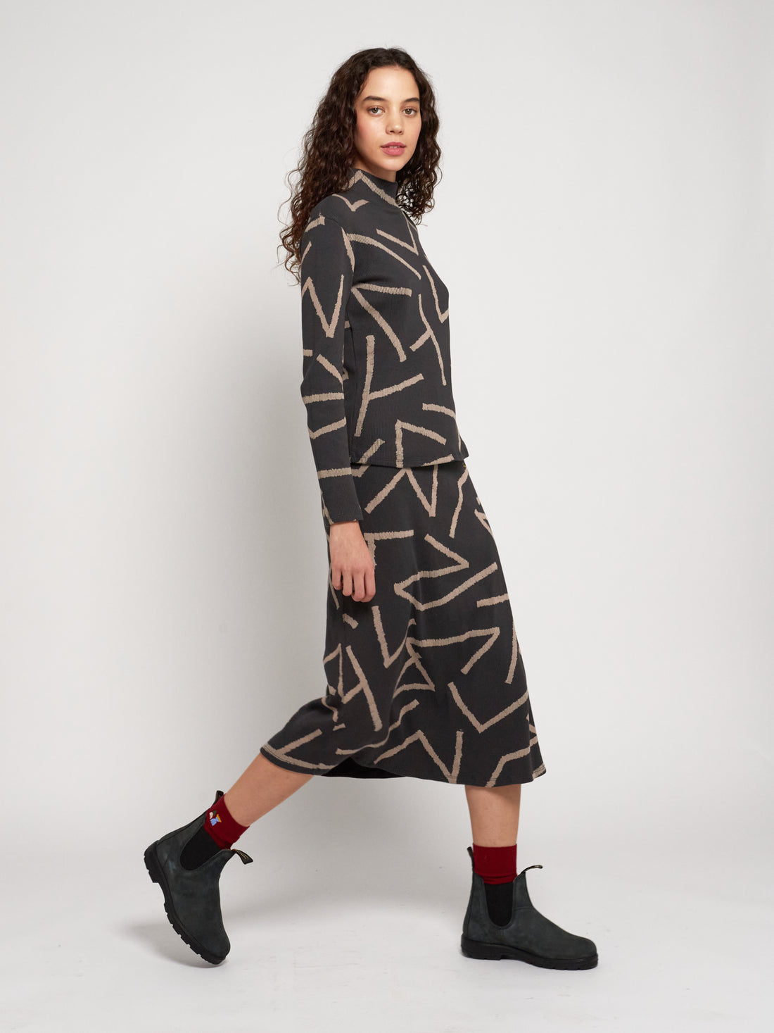 Bobo Choses Adult Lines All Over Flared Skirt