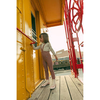 1984 Mauve Ski Embroidery Suspender Leggings