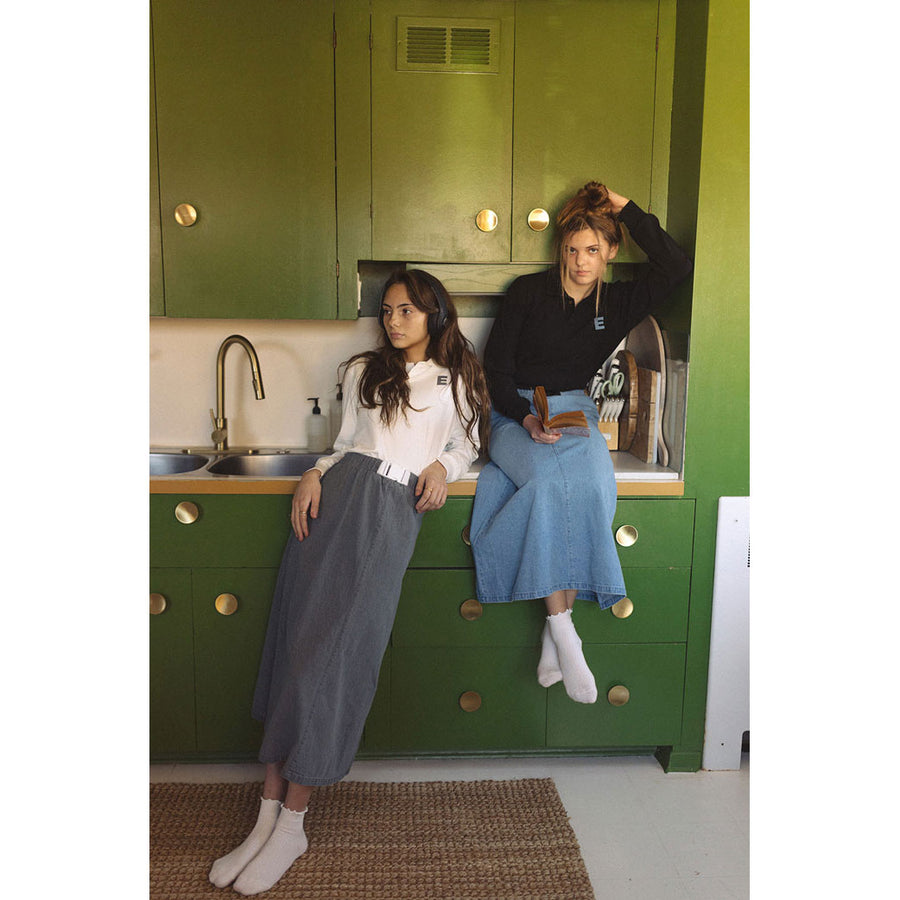 ELEMENTS Black Denim Buckle Skirt