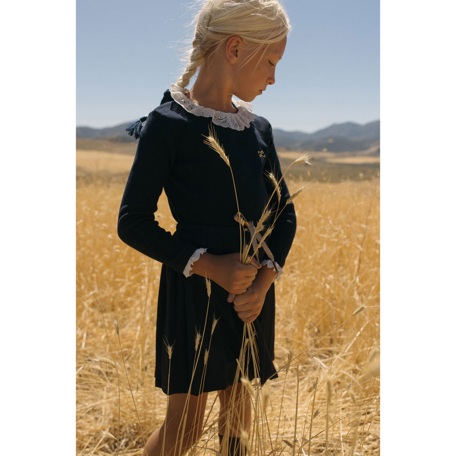 L by Ladida Navy Lace Collar Sweater