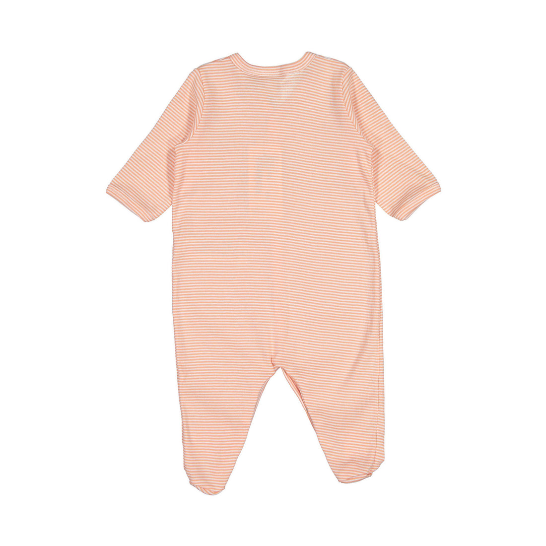 Petit Bateau Pink/White Front Snap Striped Footie