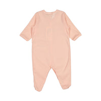 Petit Bateau Pink/White Front Snap Striped Footie