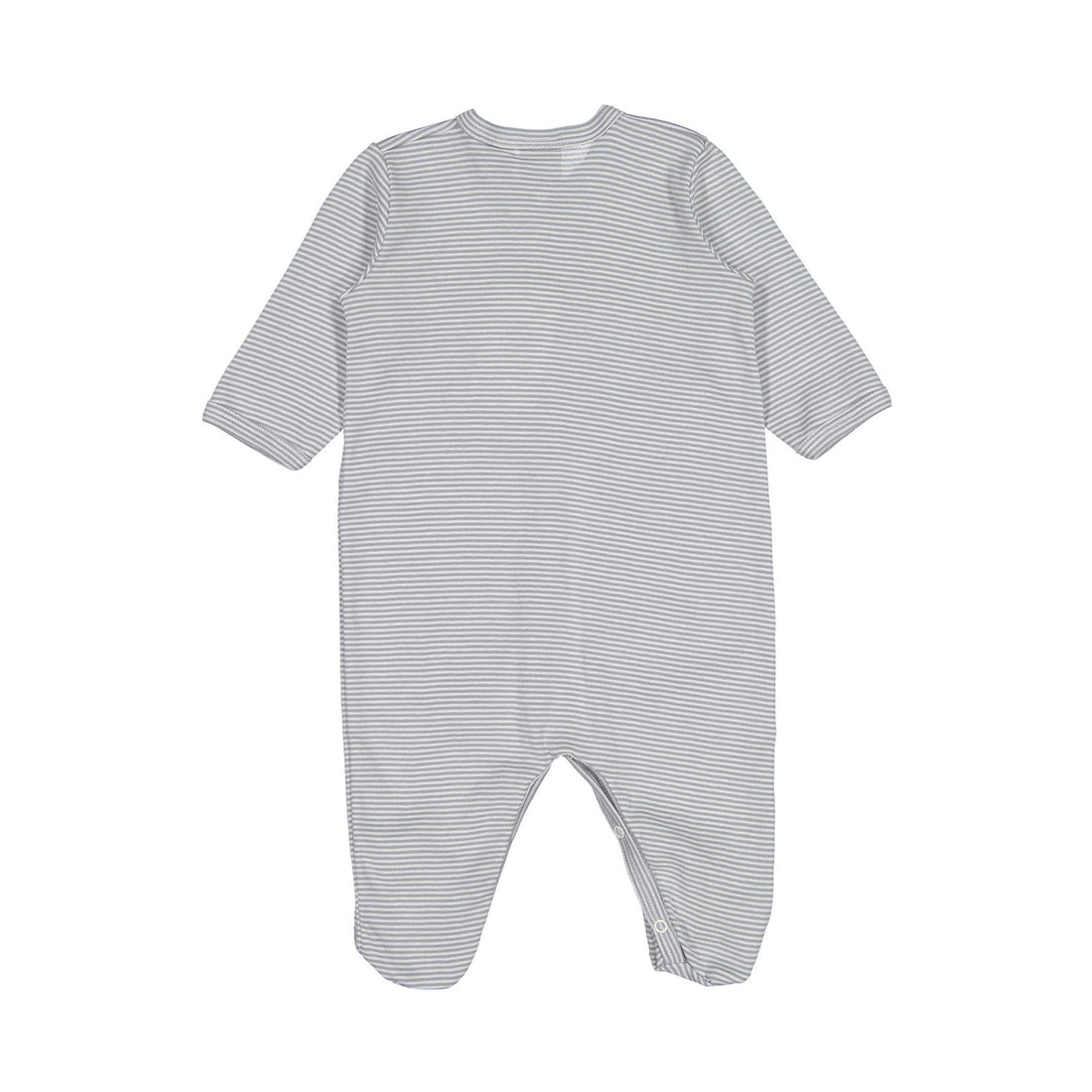 Petit Bateau Blue/White Front Snap Striped Footie