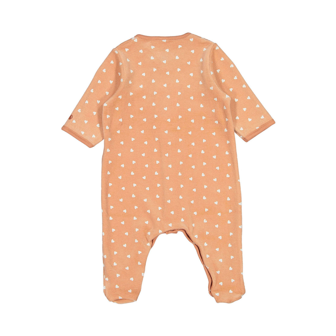Petit Bateau Rust Velour Front Snap Heart Print Footie
