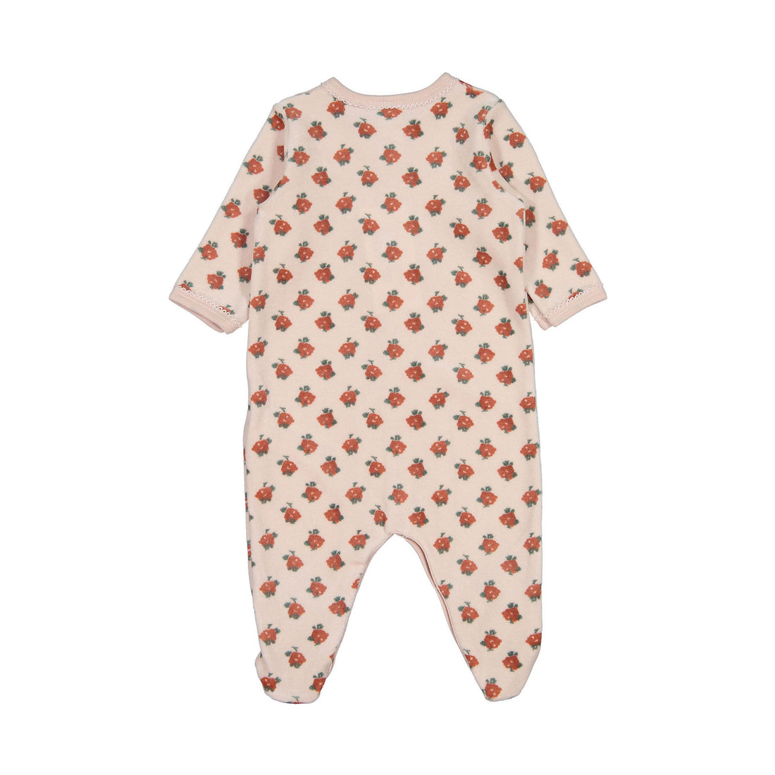 Petit Bateau Pink Velour Front Snap Floral Footie