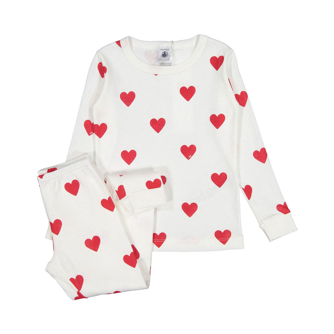Petit Bateau White/Red Heart Print Loungewear