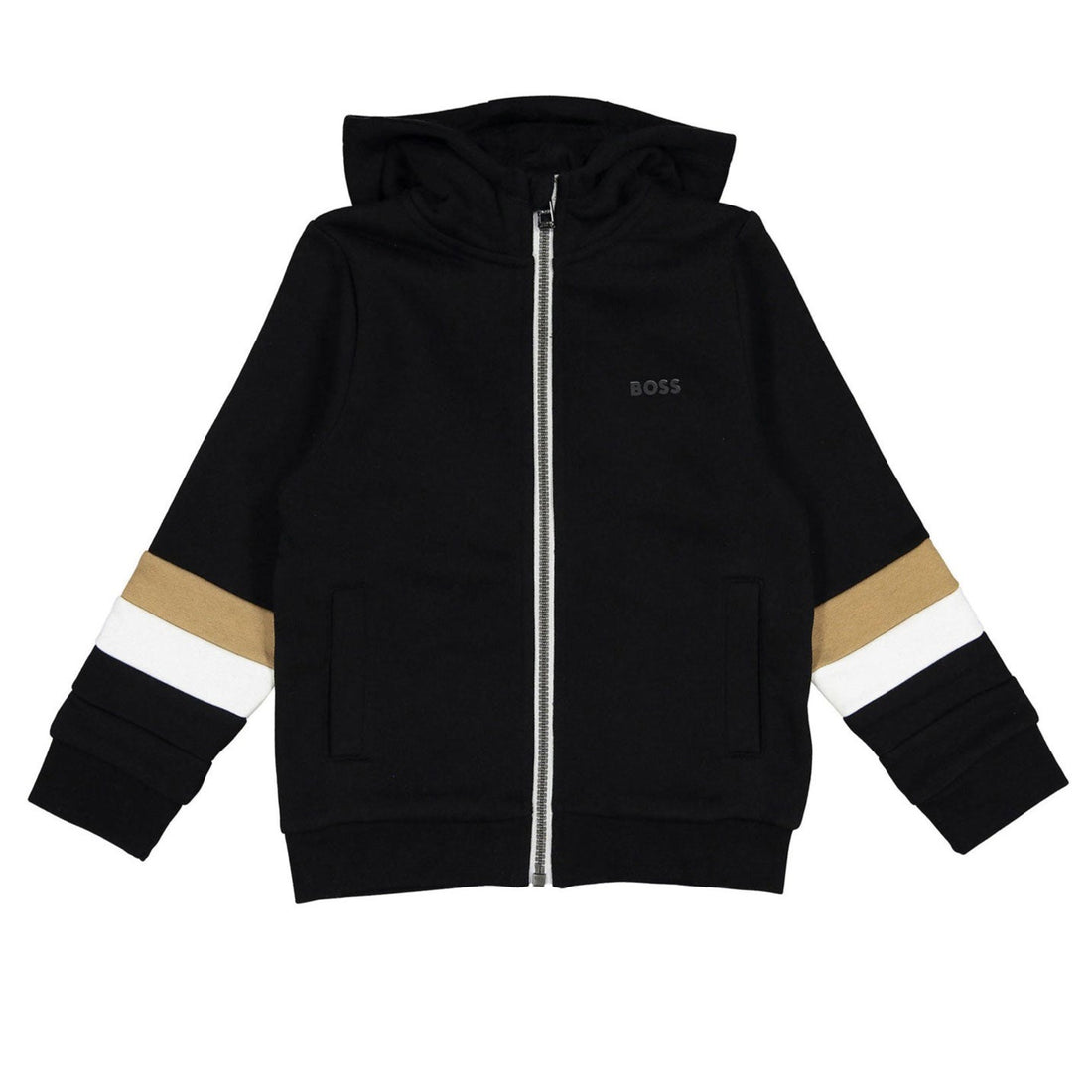 Hugo Boss Black Stripe Sleeve  Zip Up Sweatshirt