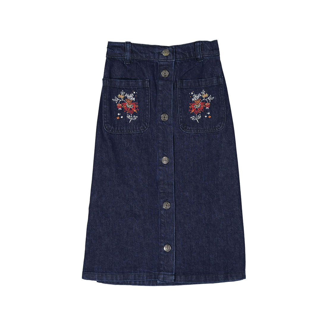 The New Society Dark Blue Denim Long Florencia Skirt