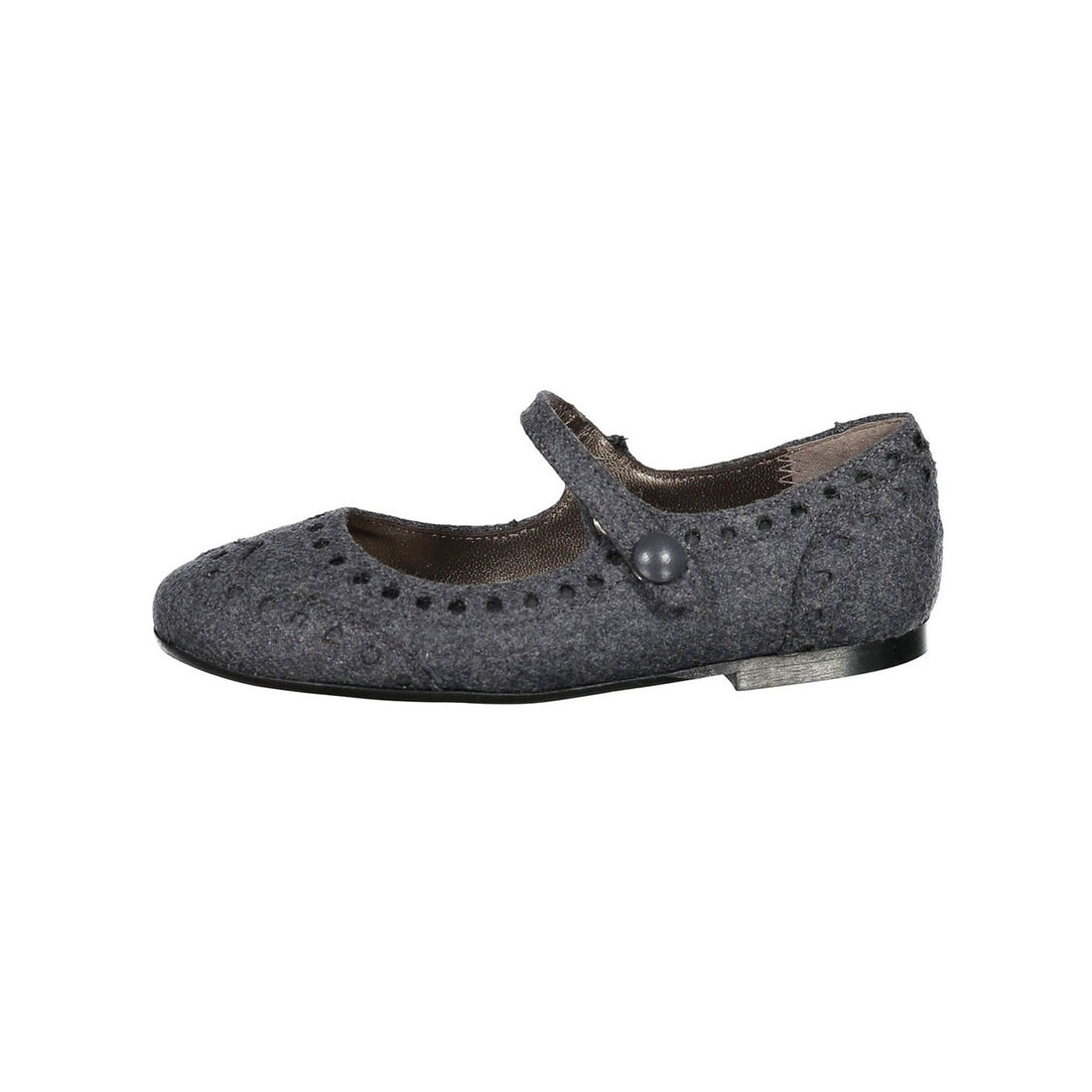 Papanatas Grey Wool Wingtip Mary Janes