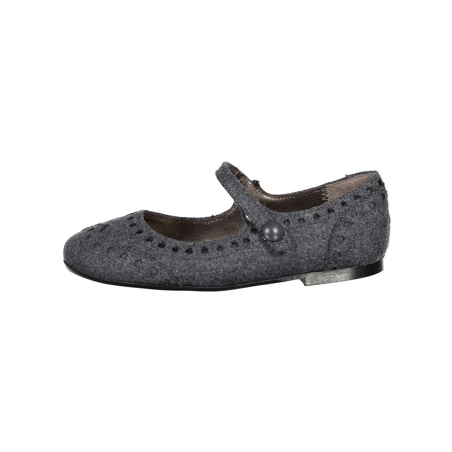 Papanatas Grey Wool Wingtip Mary Janes