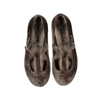 Papanatas Cafe Velvet Cutout T-straps