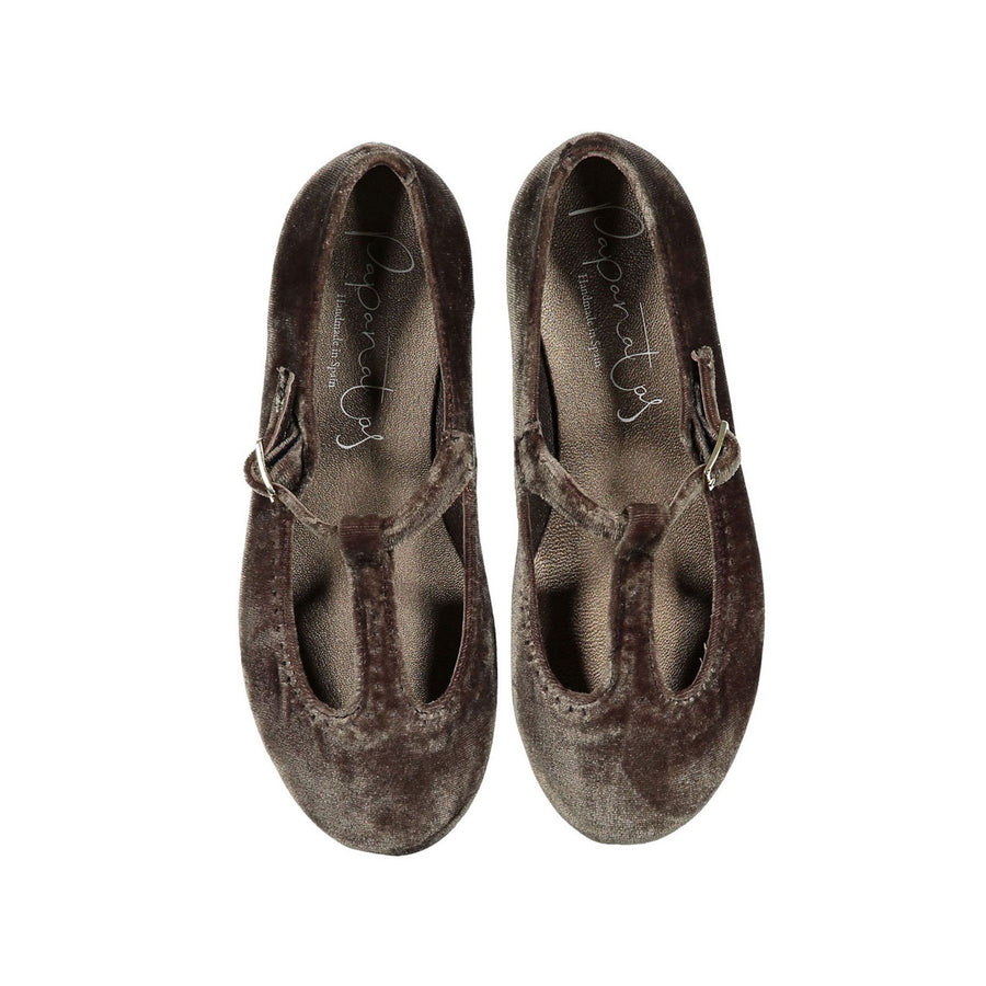 Papanatas Cafe Velvet Cutout T-straps
