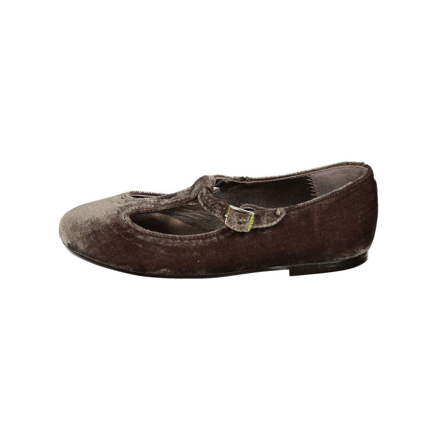 Papanatas Cafe Velvet Cutout T-straps