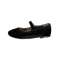 Papanatas Black Velvet Wingtip Mary Janes