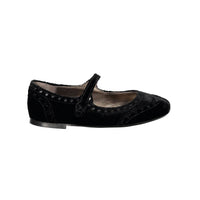 Papanatas Black Velvet Wingtip Mary Janes
