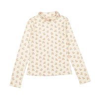 Petite Pink Cream Flower Bud Jersey Turtleneck