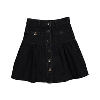 Petite Pink Faded Black Wash Denim Fit & Flare Skirt