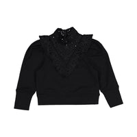 Petite Pink Black Cut Out Embroidered Sweat Top