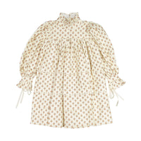 Petite Amalie Toffee Flower Cord  Tiered Babydoll Dress