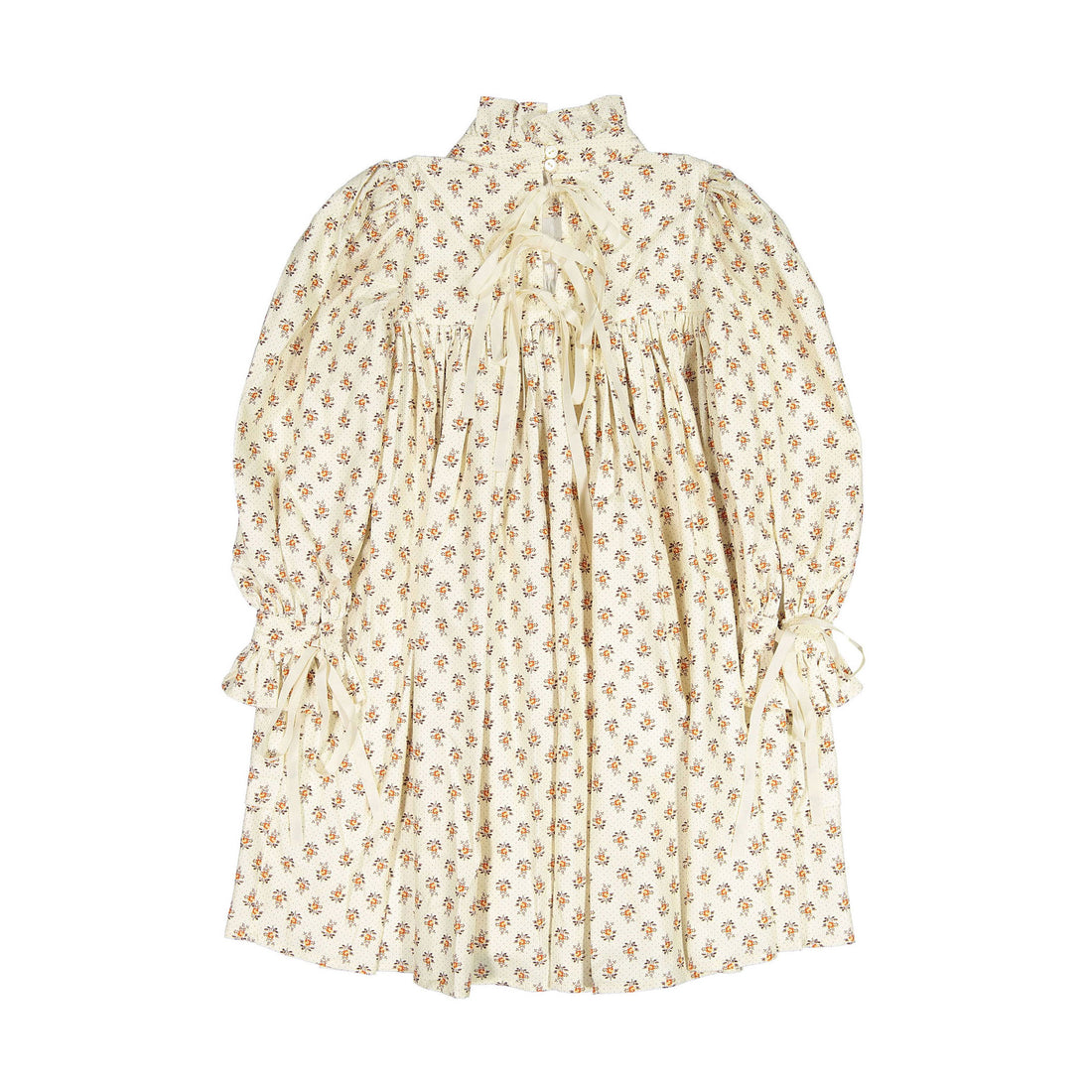 Petite Amalie Toffee Flower Cord  Tiered Babydoll Dress