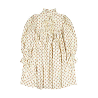 Petite Amalie Toffee Flower Cord  Tiered Babydoll Dress