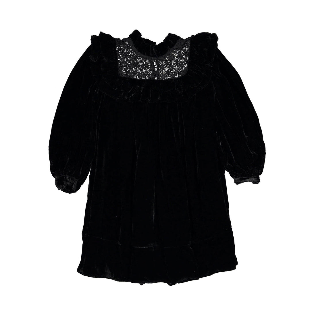 Petite Amalie Black Vintage Lace Velvet Dress – Ladida