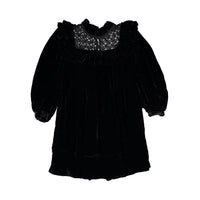 Petite Amalie Black Vintage Lace Velvet Dress