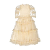 Petite Amalie Cream Tulle Pleated Frill Dress
