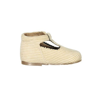 Papanatas Cream Corduroy T-strap Baby Shoe