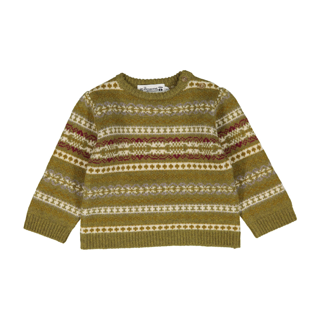 Bonpoint Khaki Stripe Dalmire Baby Sweater