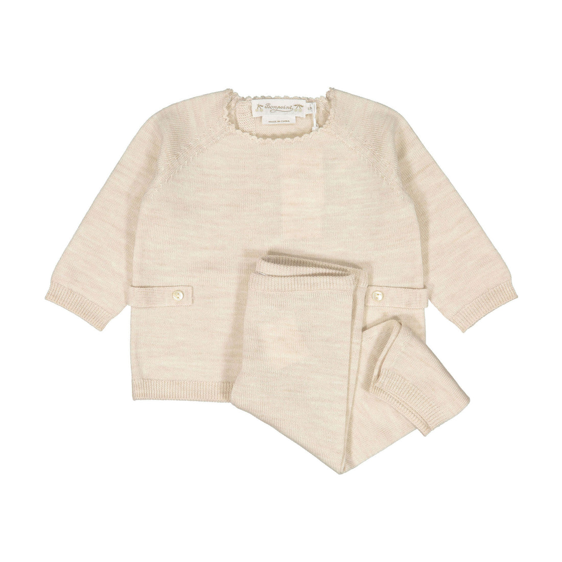 Bonpoint Beige Bamba Knit Set
