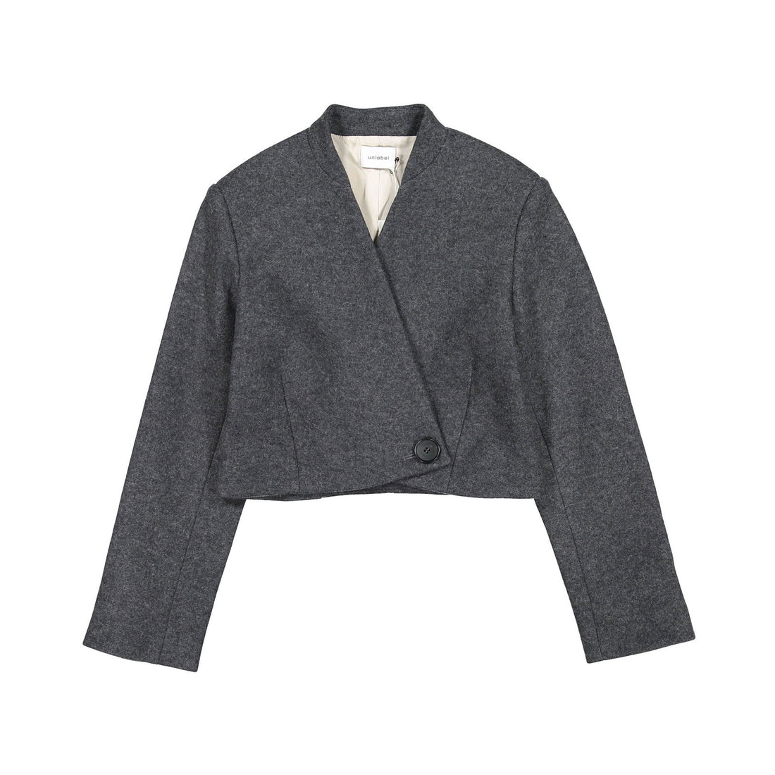 Unlabel Dark Grey Melange Cropped Blazer