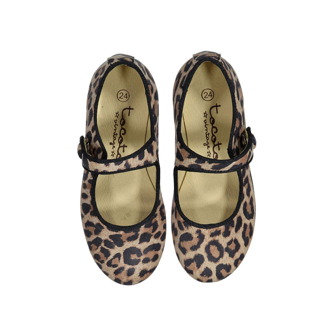 Tocoto Vintage Brown Animal Print Baby Mary Janes
