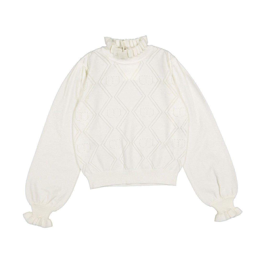 Twinset Off White Ruffle Neck Turtleneck