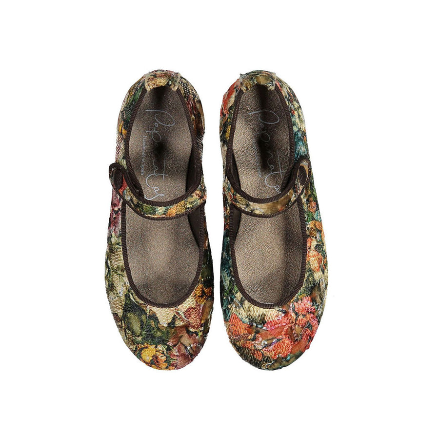 Papanatas Floral Velvet Mary Janes