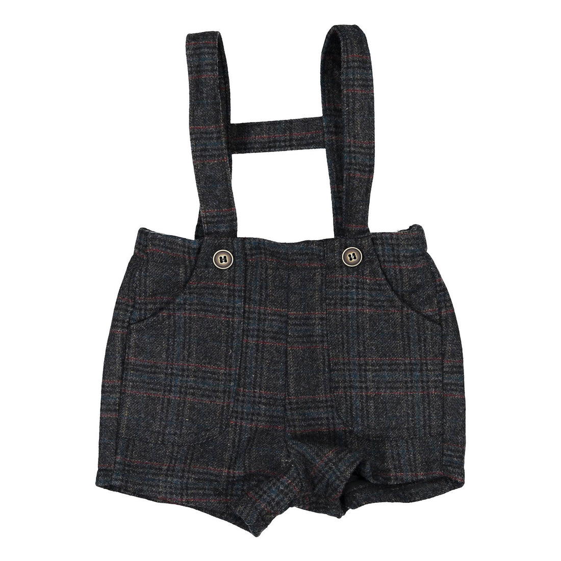 Noma Blue Wool Plaid Baby Overalls