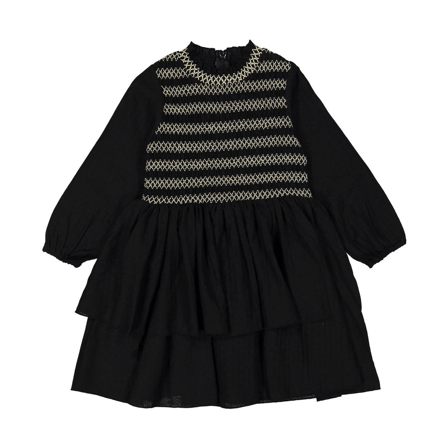 Noma Black Contrast Smocking Dress