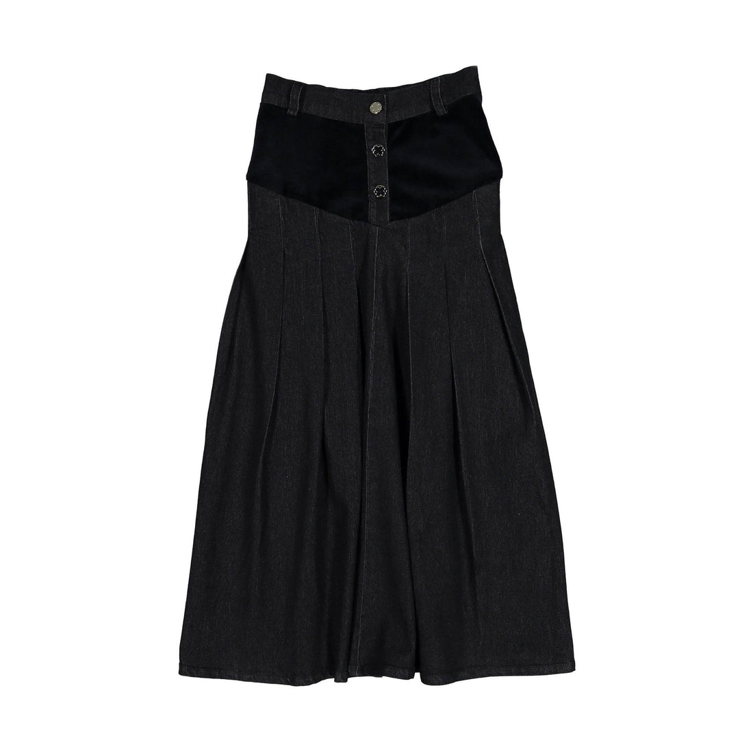 Ava Jeans Pleated Velvet Jean Skirt