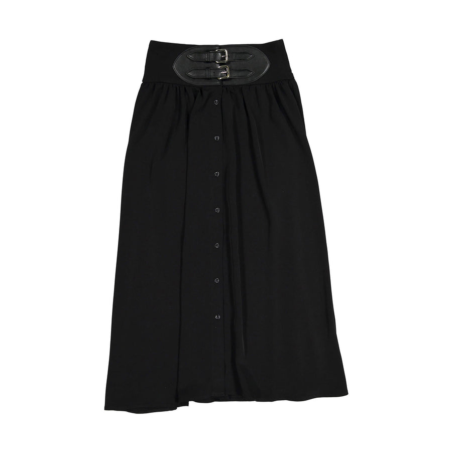 Ava and Lu Black Belted Maxi Skirt