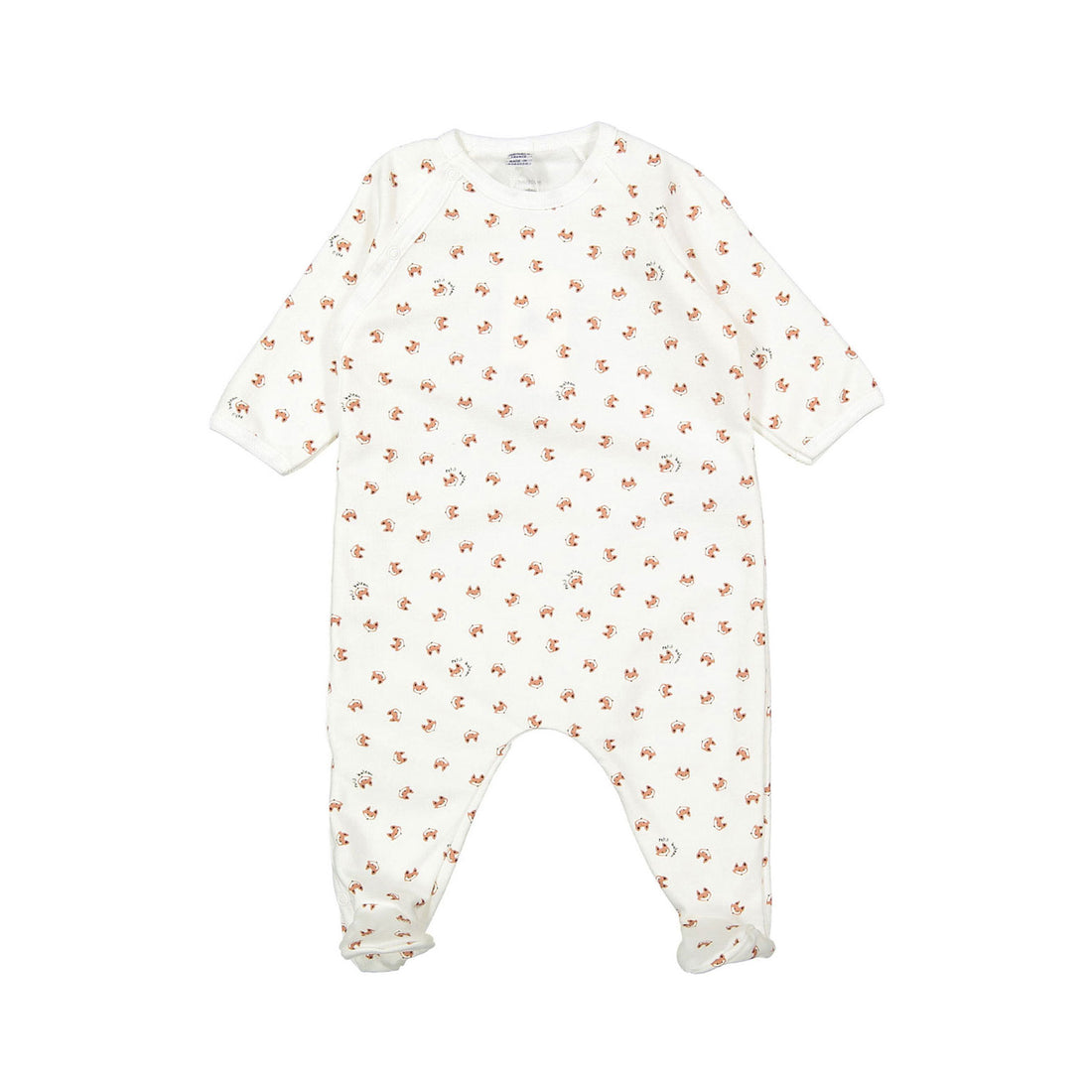 Petit Bateau White Side Snap Printed Footie