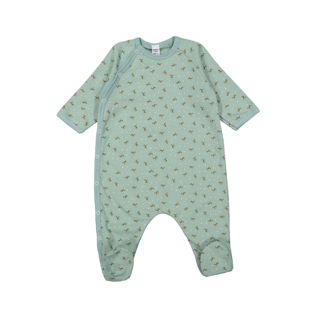 Petit Bateau Green Side Snap Printed Footie