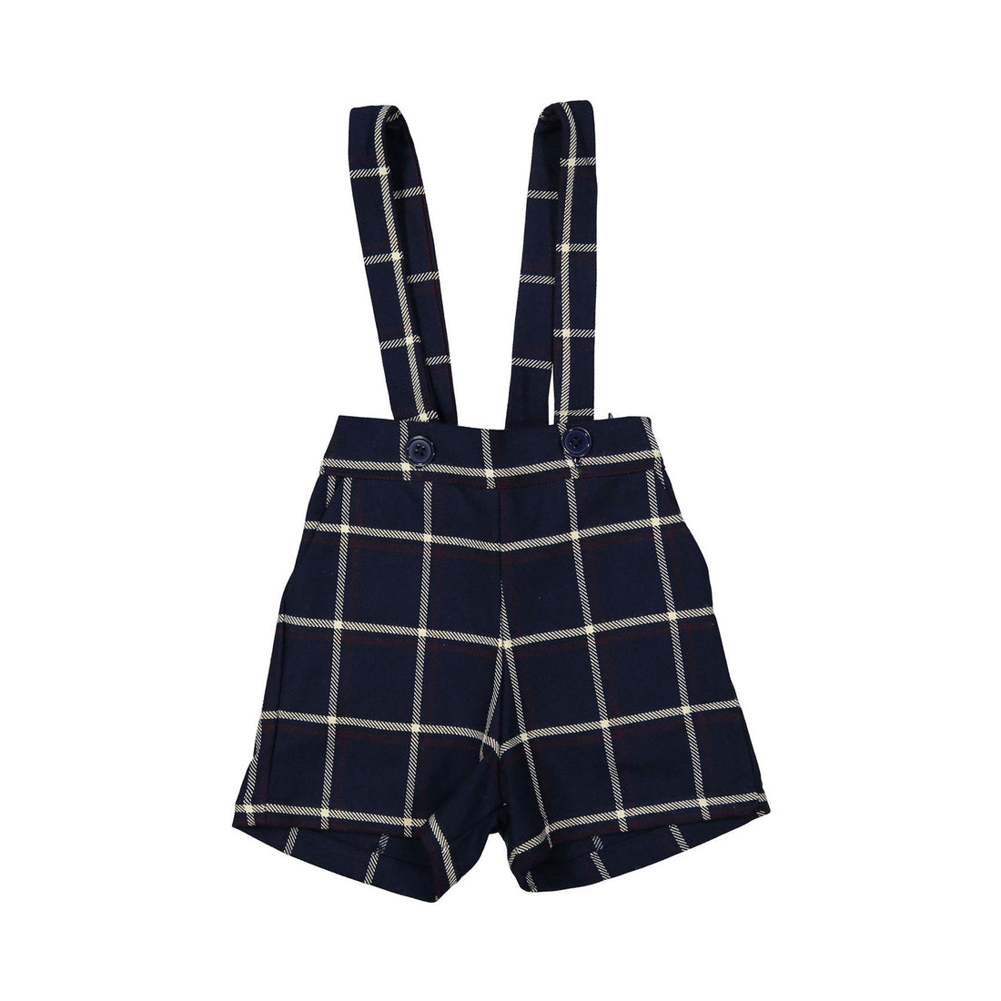 Pernille Navy Plaid Suspender Shorts