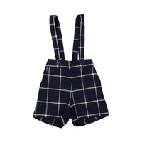 Pernille Navy Plaid Suspender Shorts
