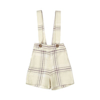 Pernille Beige/Burgundy Plaid Suspender Shorts